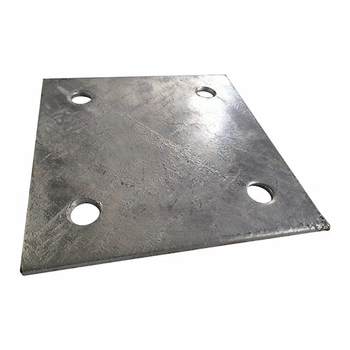Custom Hole Embedded Mount Plate | Corrosion-Resistant HDG Steel Solar Base Embedded Plate with Round, Oblong, and Threaded Hole Options