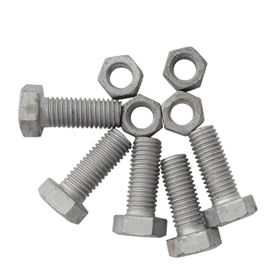 Hot-Dip Galvanized Steel Hex Bolts + Nuts | 12–16Nm Torque Rated Heavy-Duty Galvanized Hex Bolts with Hex Nuts for Steel Structure Assembly